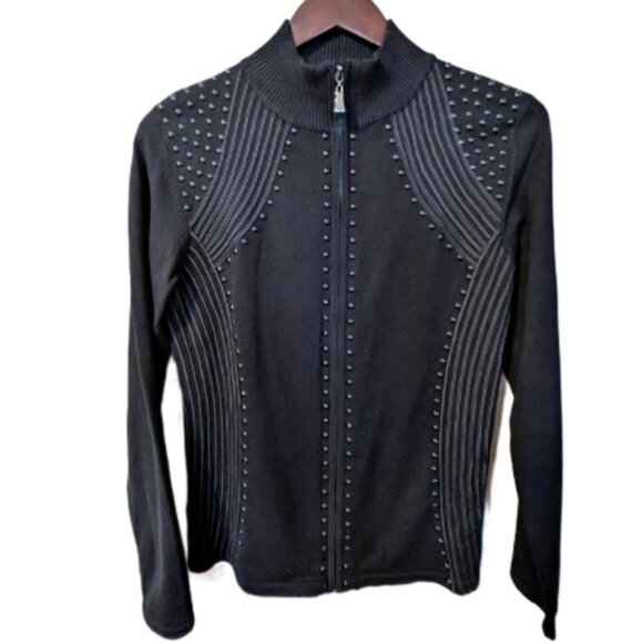 NWT Minkas Women's Cardigan Sweater with Studs and Decorative Stitching - Picture 1 of 5